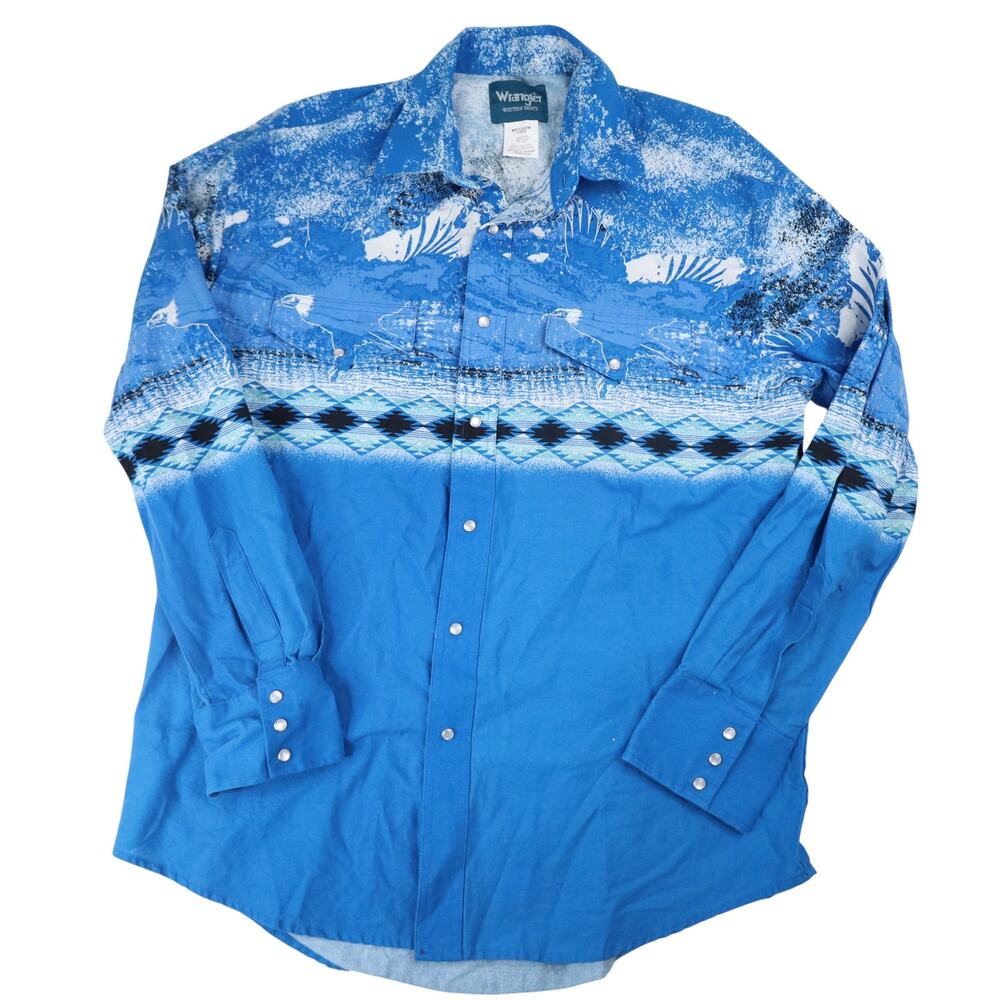 Vintage Wrangler Aztec Eagle Print Western Button Up Shirt